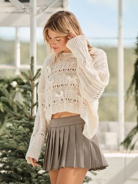 Altar’d State brown check, pleated miniskirt